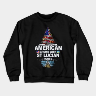 Christmas Tree  American Grown With St Lucian Roots - Gift for St Lucian From St Lucia Crewneck Sweatshirt